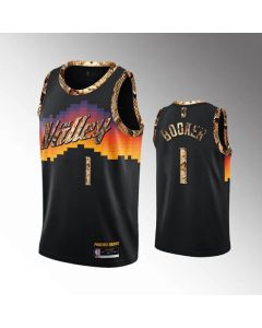 Men's Phoenix Suns #1 Devin Booker 2021 Balck Exclusive Edition Python Skin Stitched Basketball Jersey
