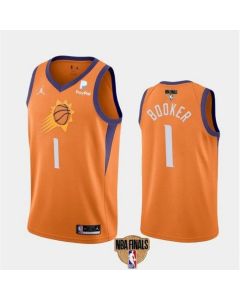 Men's Phoenix Suns #1 Devin Booker 2021 Orange Statement Finals Basketball Swingman Stitched Jersey