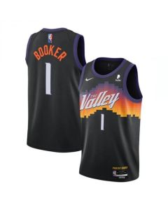 Men's Phoenix Suns #1 Devin Booker Black 2021 City Edition 75th Anniversary Stitched Jersey