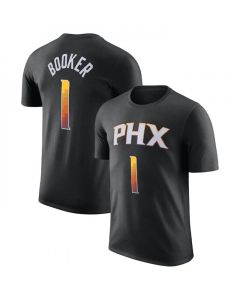 Men's Phoenix Suns #1 Devin Booker Black 2022/23 Statement Edition Name & Number T-Shirt