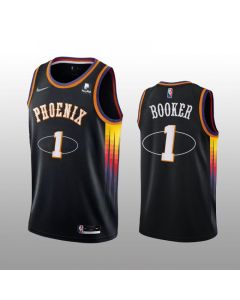 Men's Phoenix Suns #1 Devin Booker Black 75th Anniversary Stitched Jersey
