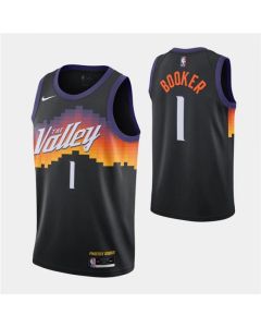Men's Phoenix Suns #1 Devin Booker Black City Edition Stitched Jersey