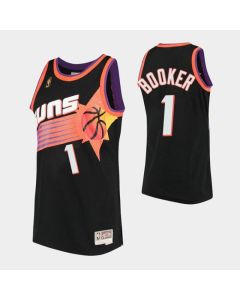 Men's Phoenix Suns #1 Devin Booker Black Throwback Stitched Jersey