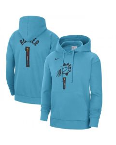 Men's Phoenix Suns #1 Devin Booker Blue 2022/23 City Edition Name & Number Essential Pullover Hoodie