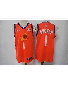 Men's Phoenix Suns #1 Devin Booker Orange Stitched Swingman Jersey