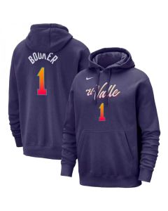 Men's Phoenix Suns #1 Devin Booker Purple 2023/24 City Edition Name & Number Pullover Hoodie