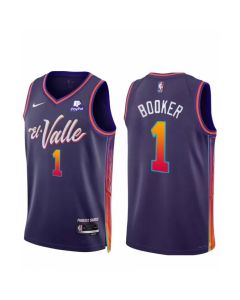 Men's Phoenix Suns #1 Devin Booker Purple 2023/24 City Edition Stitched Basketball Jersey