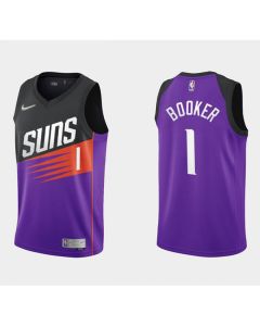 Men's Phoenix Suns #1 Devin Booker Purple/Black Earned Edition Stitched Jersey