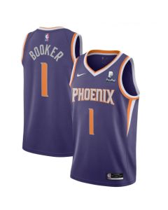Men's Phoenix Suns #1 Devin Booker Purple Icon Edition Stitched Jersey