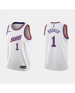 Men's Phoenix Suns #1 Devin Booker White Association Edition Stitched Jersey