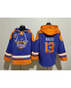 Men's Phoenix Suns #13 Steve Nash Purple Ageless Must-Have Lace-Up Pullover Hoodie
