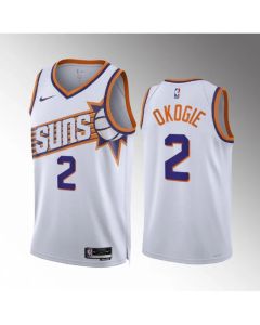 Men's Phoenix Suns #2 Josh Okogie White Association Edition Stitched Basketball Jersey