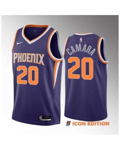 Men's Phoenix Suns #20 Toumani Camara Purple 2023 Draft Icon Edition Stitched Basketball Jersey