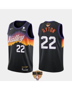 Men's Phoenix Suns #22 Deandre Ayton 2021 Black NBA Finals City Edition Stitched Jersey