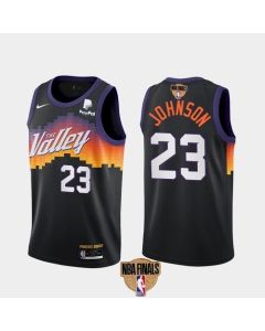 Men's Phoenix Suns #23 Cameron Johnson 2021 Black NBA Finals City Edition Stitched Jersey