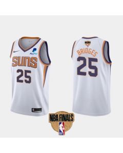 Men's Phoenix Suns #25 Mikal Bridges 2021 White NBA Finals Association Edition Stitched Jersey
