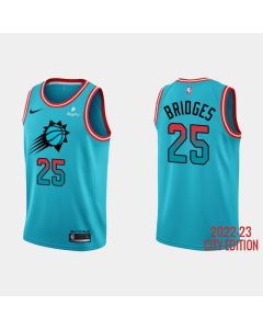 Men's Phoenix Suns #25 Mikal Bridges 2022-23 Blue City Edition Stitched Basketball Jersey