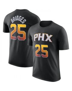 Men's Phoenix Suns #25 Mikal Bridges Black 2022/23 Statement Edition Name & Number T-Shirt