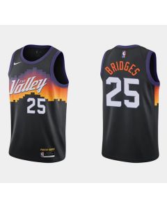 Men's Phoenix Suns #25 Mikal Bridges Black City Edition Stitched Jersey