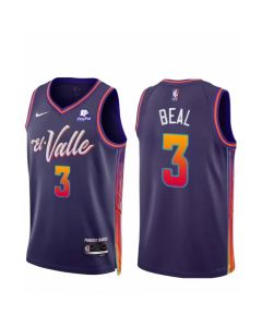 Men's Phoenix Suns #3 Bradley Beal Purple 2023/24 City Edition Stitched Basketball Jersey