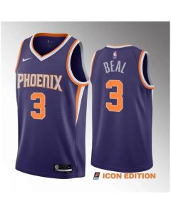 Men's Phoenix Suns #3 Bradley Beal Purple Icon Edition Stitched Basketball Jersey (Icon)