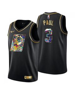 Men's Phoenix Suns #3 Chris Paul 2021/22 Black Golden Edition Diamond Logo Black 75th Anniversary Stitched Basketball Jersey
