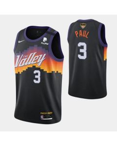Men's Phoenix Suns #3 Chris Paul 2021 Black NBA Finals City Edition Stitched Jersey (Black)