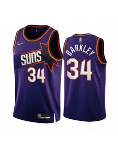 Men's Phoenix Suns #34 Charles Barkley 2022/23 Purple 75th Anniversary Icon Edition Stitched Jersey