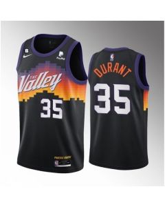 Men's Phoenix Suns #35 Kevin Durant Balck With NO.6 Patch 2021/22 City Edition Stitched Basketball Jersey