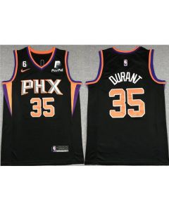 Men's Phoenix Suns #35 Kevin Durant Balck With NO.6 Patch Statement Edition Stitched Basketball Jersey