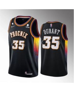 Men's Phoenix Suns #35 Kevin Durant Black 2022/23 With No.6 Patch Statement Edition Stitched Basketball Jersey