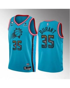 Men's Phoenix Suns #35 Kevin Durant Blue 2022/23 City Edition With NO.6 Patch Stitched Basketball Jersey