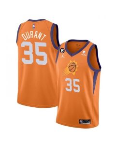 Men's Phoenix Suns #35 Kevin Durant Orange With NO.6 Patch Statement Edition Stitched Basketball Jersey