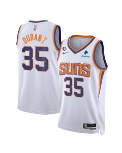 Men's Phoenix Suns #35 Kevin Durant White Association Edition With No.6 Patch Stitched Basketball Jersey