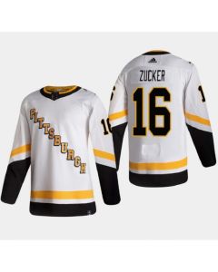 Men's Pittsburgh Penguins #16 Jason Zucker 2021 Reverse Retro White Stitched NHL Jersey