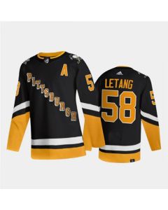 Men's Pittsburgh Penguins #58 Kris Letang 2021/2022 Black Stitched Jersey