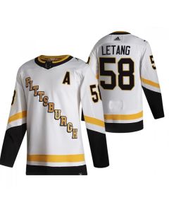 Men's Pittsburgh Penguins #58 Kris Letang 2021 Reverse Retro White Stitched NHL Jersey