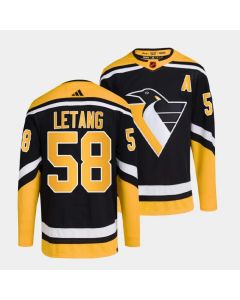 Men's Pittsburgh Penguins #58 Kris Letang Black 2022-23 Reverse Retro Stitched Jersey