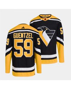 Men's Pittsburgh Penguins #59 Jake Guentzel Black 2022-23 Reverse Retro Stitched Jersey