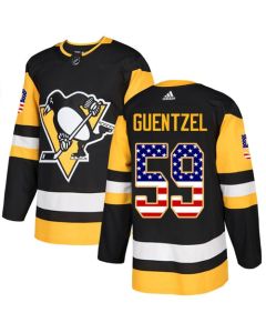 Men's Pittsburgh Penguins #59 Jake Guentzel Black USA Flag Stitched NHL Jersey