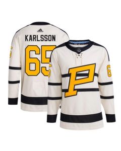 Men's Pittsburgh Penguins #65 Erik Karlsson Cream 2023 Winter Classic Stitched Jersey