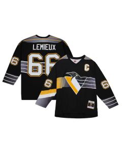 Men's Pittsburgh Penguins #66 Mario Lemieux 1996/97 Black Stitched Jersey