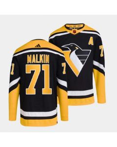 Men's Pittsburgh Penguins #71 Evgeni Malkin Black 2022-23 Reverse Retro Stitched Jersey