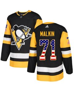 Men's Pittsburgh Penguins #71 Evgeni Malkin Black USA Flag Stitched NHL Jersey