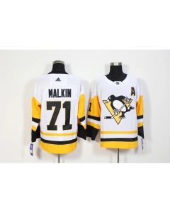 Men's Pittsburgh Penguins #71 Evgeni Malkin White Stitched NHL Jersey