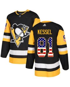 Men's Pittsburgh Penguins #81 Phil Kessel Black USA Flag Stitched NHL Jersey