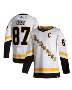 Men's Pittsburgh Penguins #87 Sidney Crosby 2021 Reverse Retro White Stitched NHL Jersey