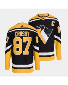 Men's Pittsburgh Penguins #87 Sidney Crosby Black 2022-23 Reverse Retro Stitched Jersey