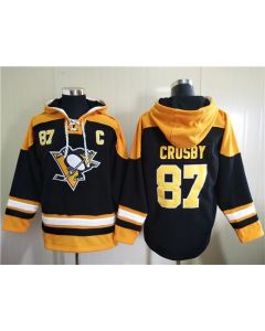 Men's Pittsburgh Penguins #87 Sidney Crosby Black Ageless Must-Have Lace-Up Pullover Hoodie