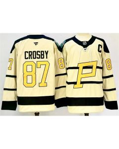 Men's Pittsburgh Penguins #87 Sidney Crosby Cream 2024-25 With C Patch Winter Classic Stitched Hockey Jersey